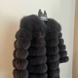 Beautiful Blue/ Grey Fur Coat with Removable Sleeves and Length